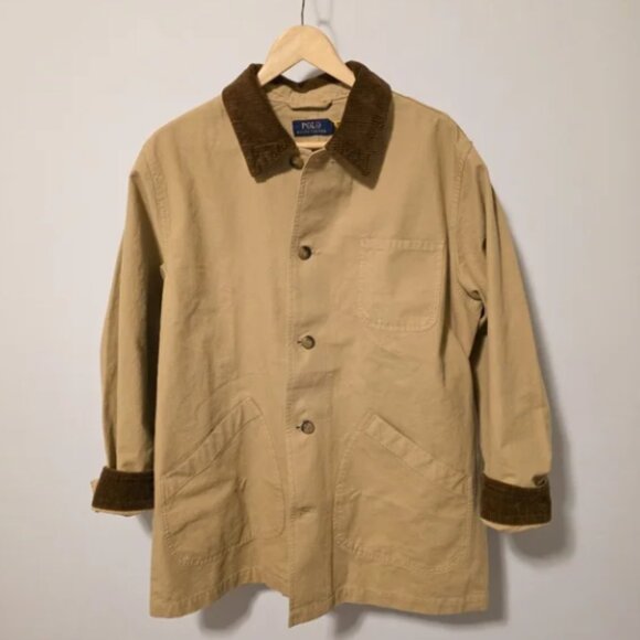 NWT Polo Ralph Lauren Beige Oversize Jacket Corduroy Collar Cuff Size Medium - Picture 6 of 13